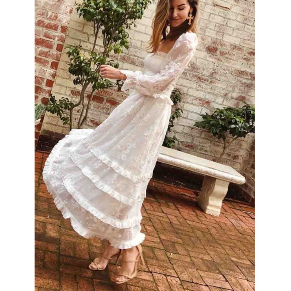 V. Chapman Magnolia White Lace Maxi Dress - 4 - Picture 3 of 13